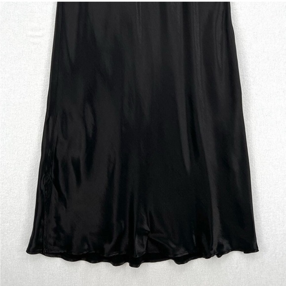 ENZA COSTA Dress Womens Medium 2 Black Satin Bias Slip Maxi Spaghetti Strap NEW - Picture 7 of 15